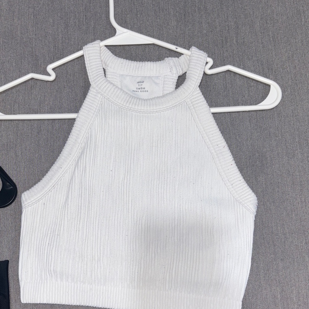 Aerie White Ribbed Crop Top